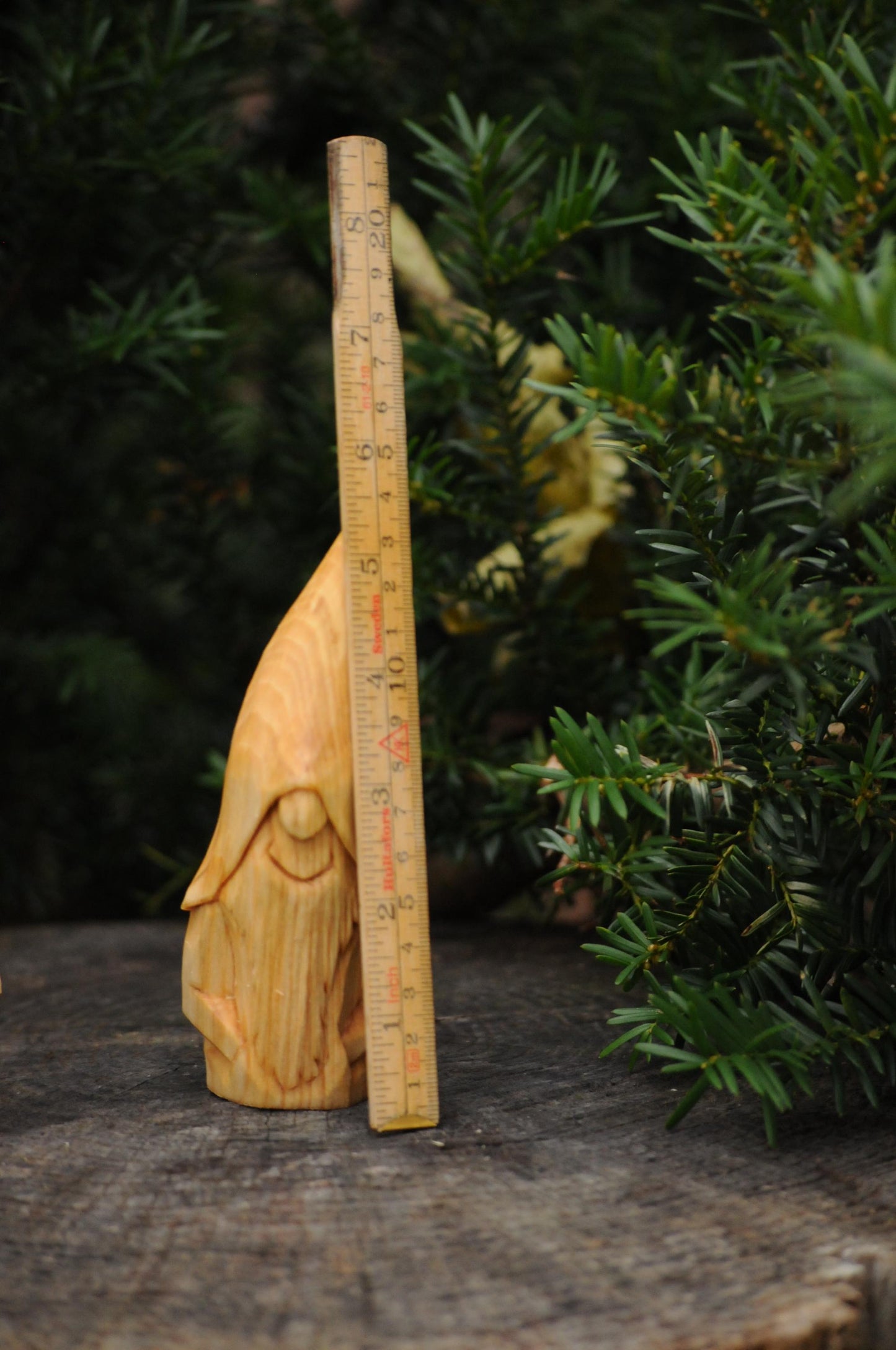 Unpainted Unique Carved Swedish Gnome 5 inch (14cm) Gift Boxed, Whittled Wood Character, Scandinavian old world santa, Norse folklore.
