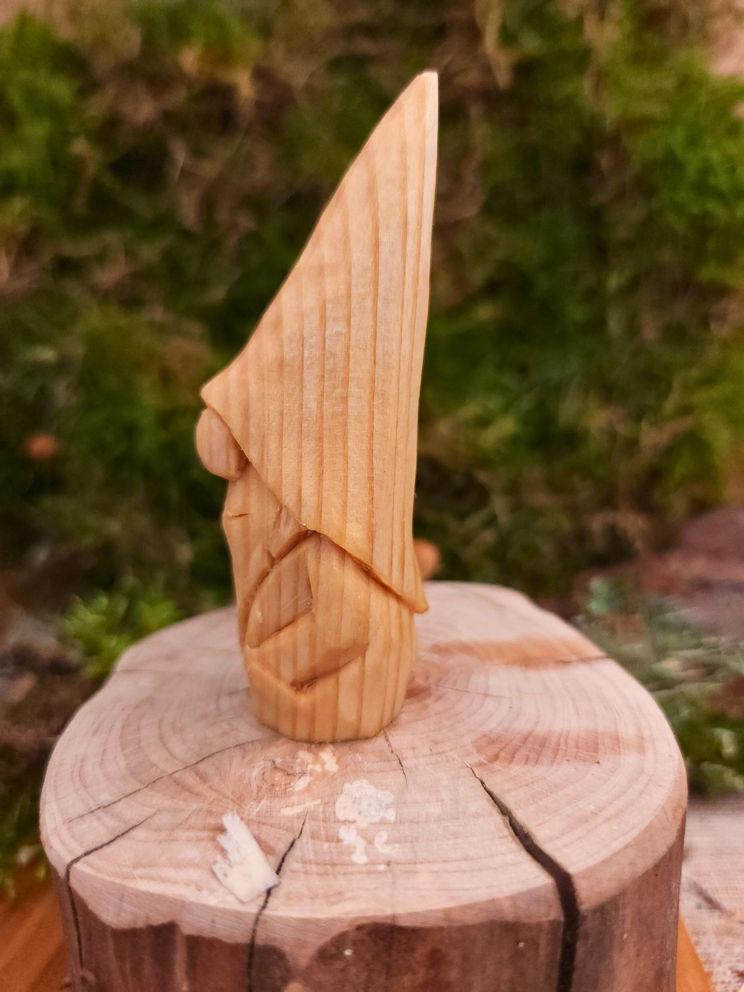 Hand-carved wooden Nisse (Gnome, Wichtel) – unique Scandinavian folk art figure from Sweden, handmade and signed.