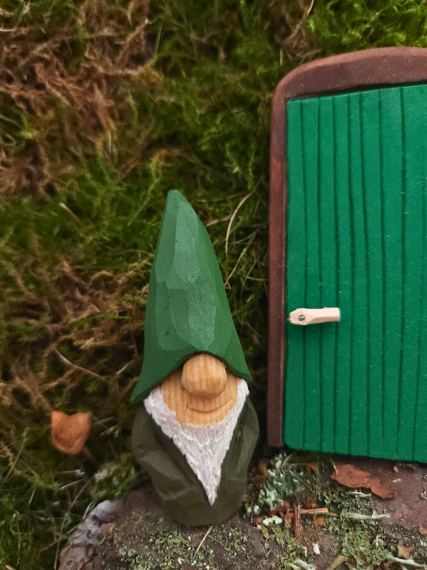 Hand-Carved Wooden Nisse (Gnome) – Painted with Handmade Egg Oil Tempera, Scandinavian Folk Art
