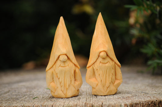 Unpainted Unique Carved Swedish Gnome Gift Boxed -Choose beard, Wood carved Character, Scandinavian old world santa, elf, Norse folklore.