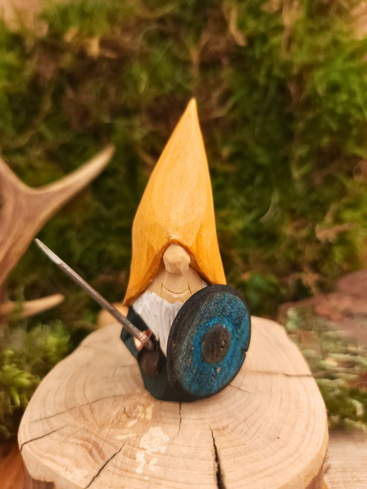 Viking Nisse (Gnome, Wichtel) – Scandinavian wooden folk art guardian, hand-carved and signed, unique collectible and gift for Nordic mythology lovers.
