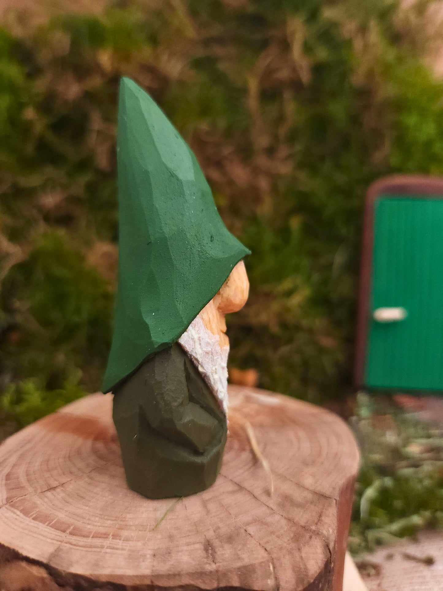 Hand-Carved Wooden Nisse (Gnome) – Painted with Handmade Egg Oil Tempera, Scandinavian Folk Art