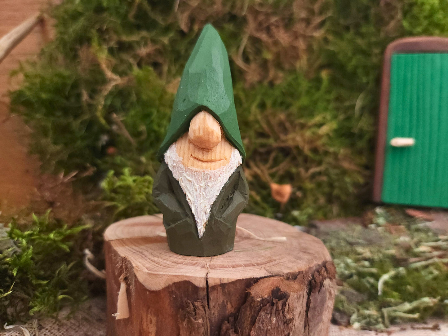 Hand-Carved Wooden Nisse (Gnome) – Painted with Handmade Egg Oil Tempera, Scandinavian Folk Art