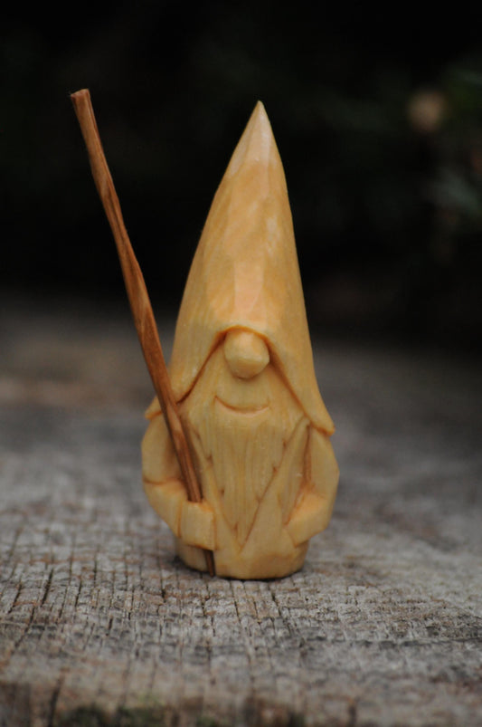 Hand-carved Swedish Santa with Staff – Nordic Folklore in Wood