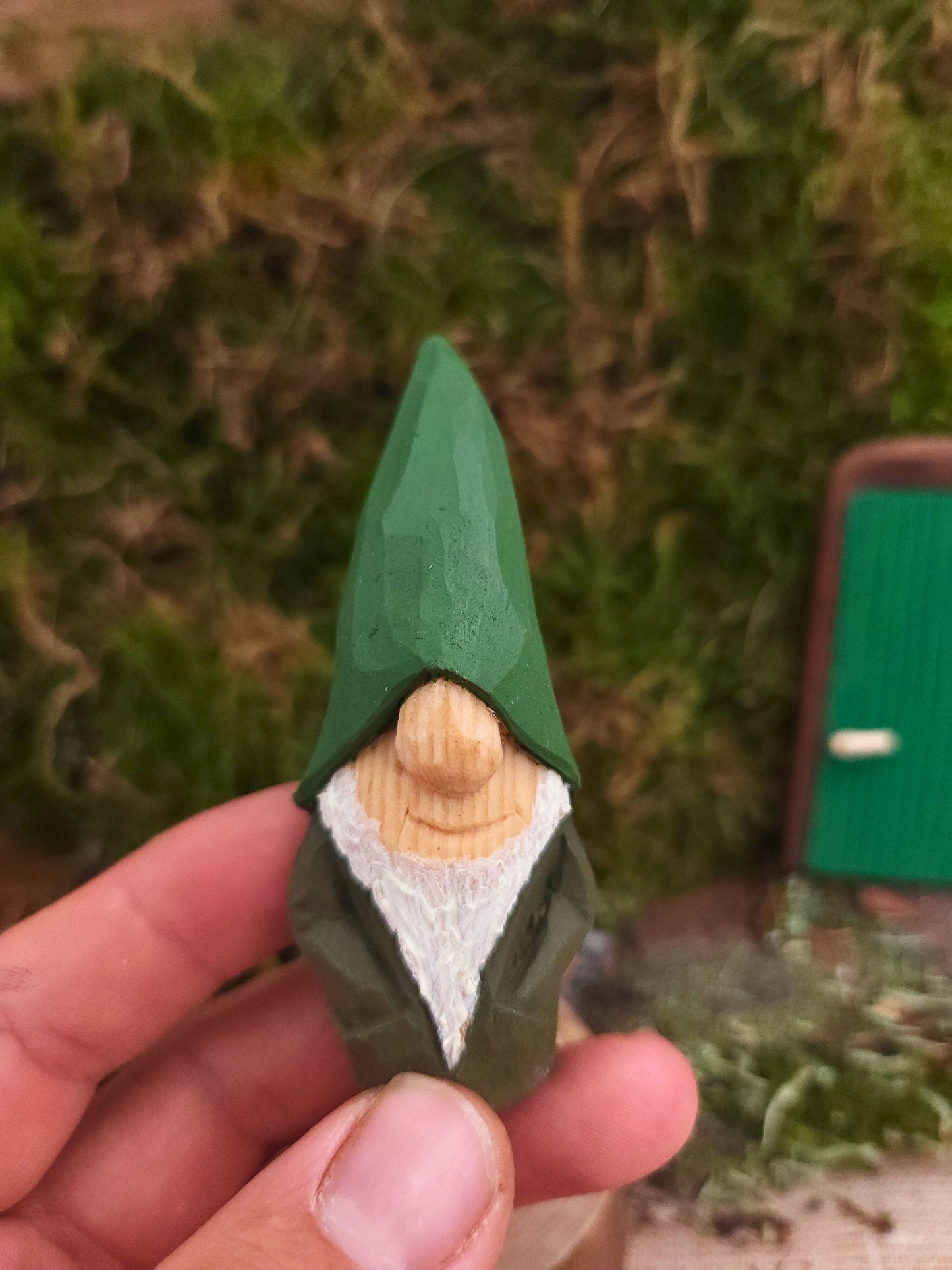 Hand-Carved Wooden Nisse (Gnome) – Painted with Handmade Egg Oil Tempera, Scandinavian Folk Art