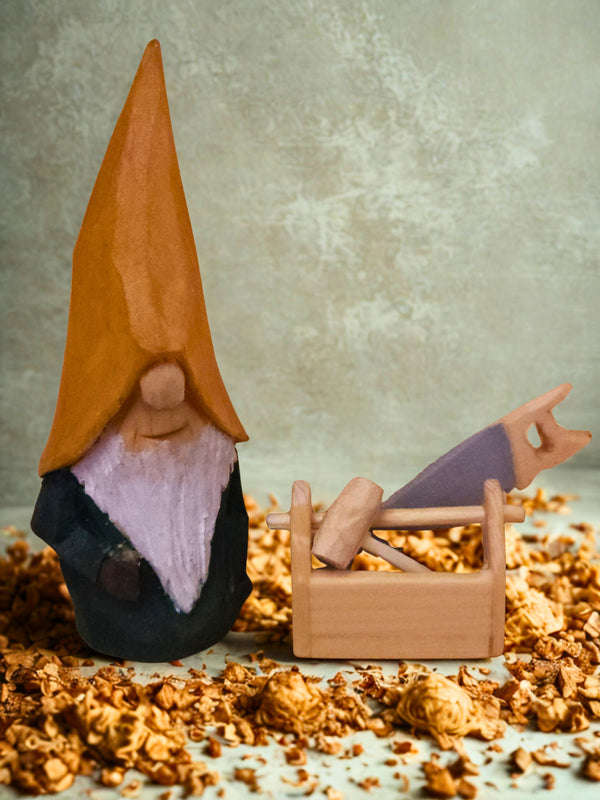 Geschenkidee – Miniatur Werkzeugkiste als Zubehör für Wichtel (Nisse, Gnome), handgemachte Holzdeko aus Skandinavien, perfekt für Wichtelwelt, Elfenszene oder DIY Weihnachtsbasteln.
